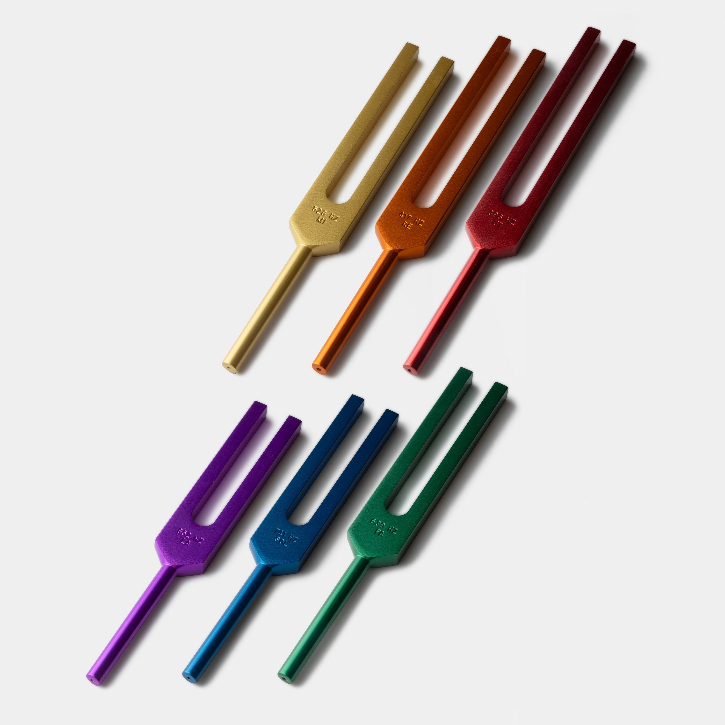 All 6 rainbow Energy Tuning Forks from the phase 1 EVT technique.