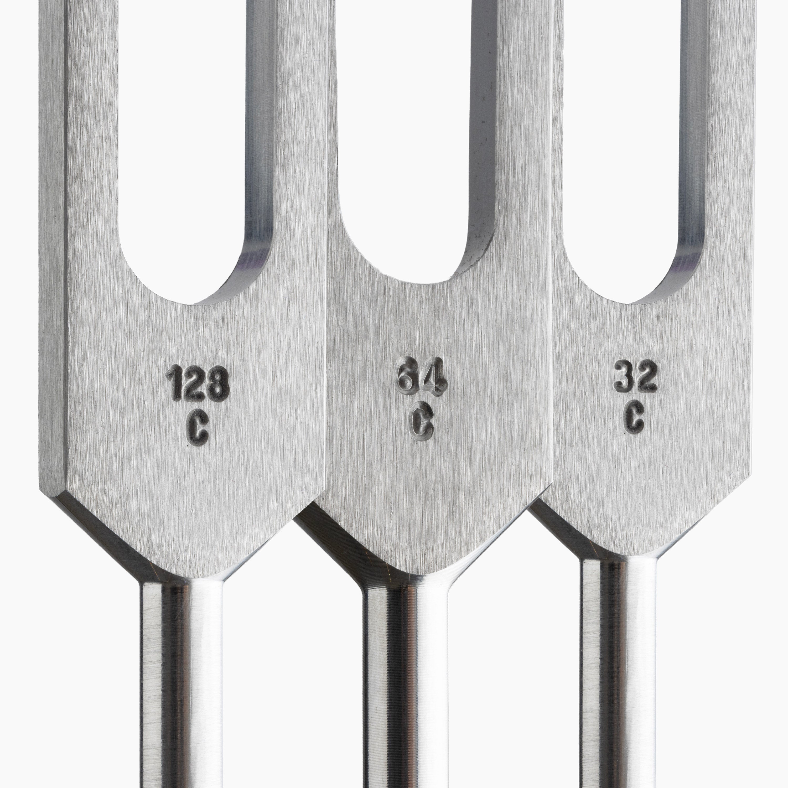 close up of HZ Otto weighted Tuning Forks set of 3